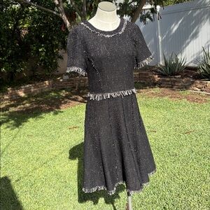 Rebecca Taylor Black Tweed A-line  Dress